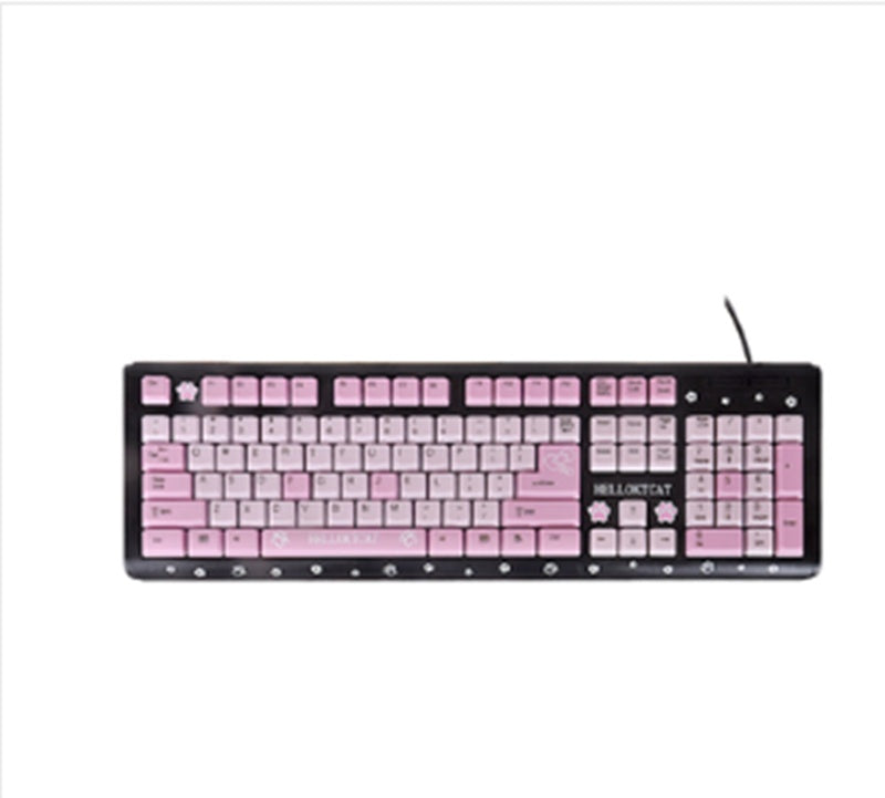 Cartoon Cute Pink Waterproof Wired Keyboard Home