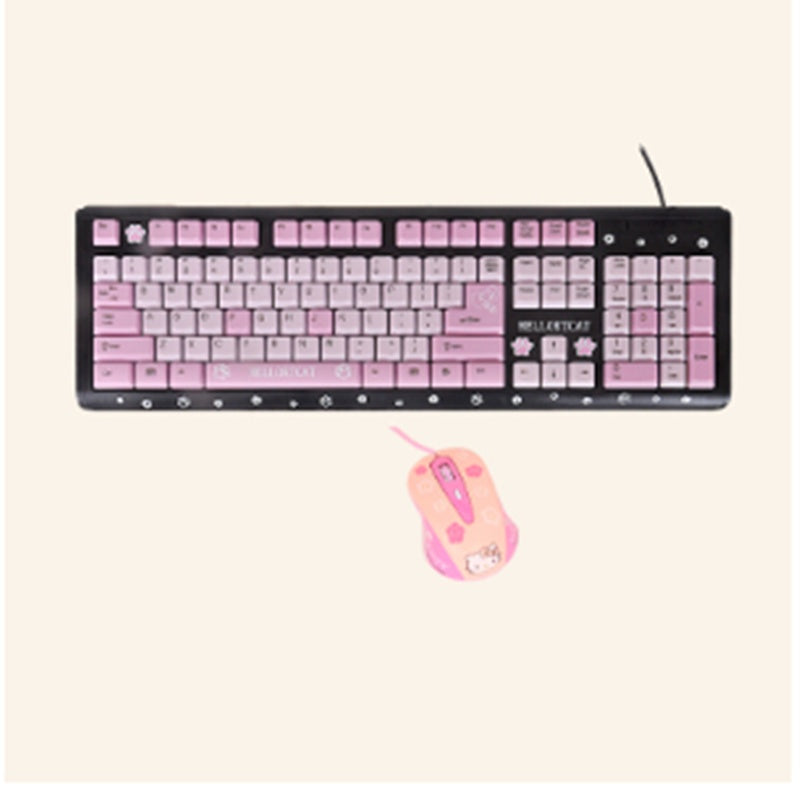 Cartoon Cute Pink Waterproof Wired Keyboard Home