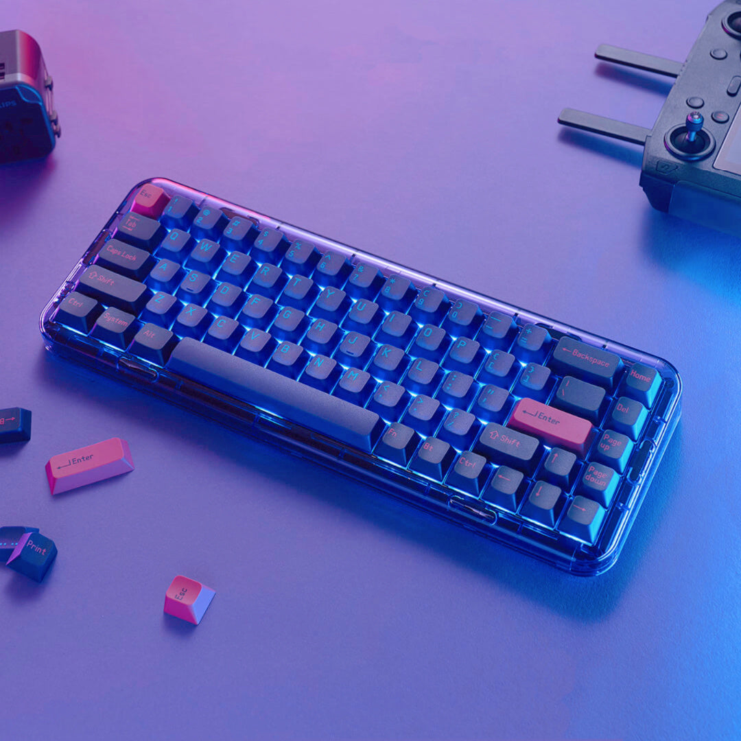 Tri-mode Transparent Mechanical Keyboard Wireless Bluetooth