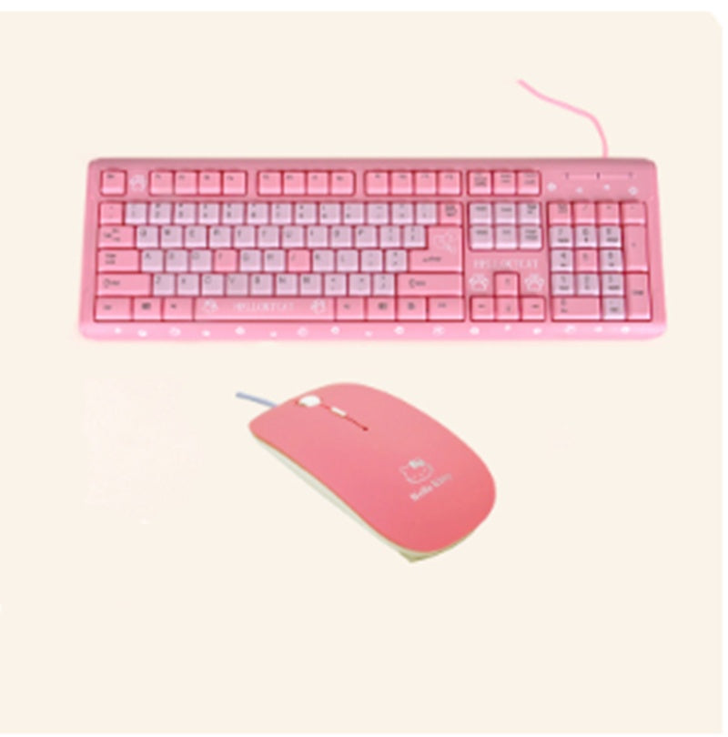 Cartoon Cute Pink Waterproof Wired Keyboard Home