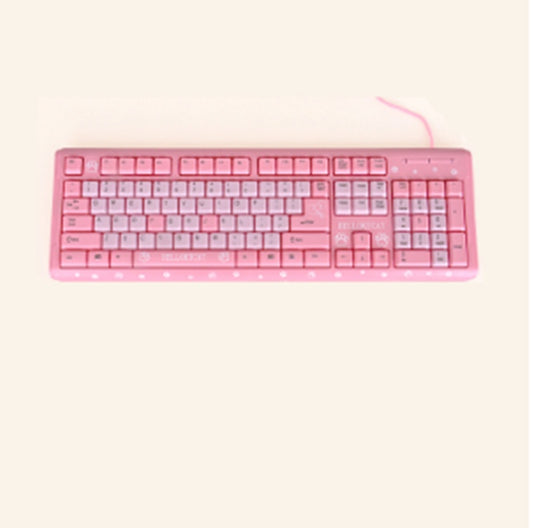 Cartoon Cute Pink Waterproof Wired Keyboard Home