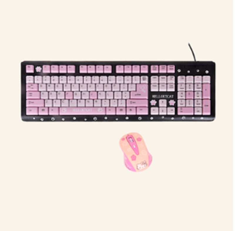 Cartoon Cute Pink Waterproof Wired Keyboard Home