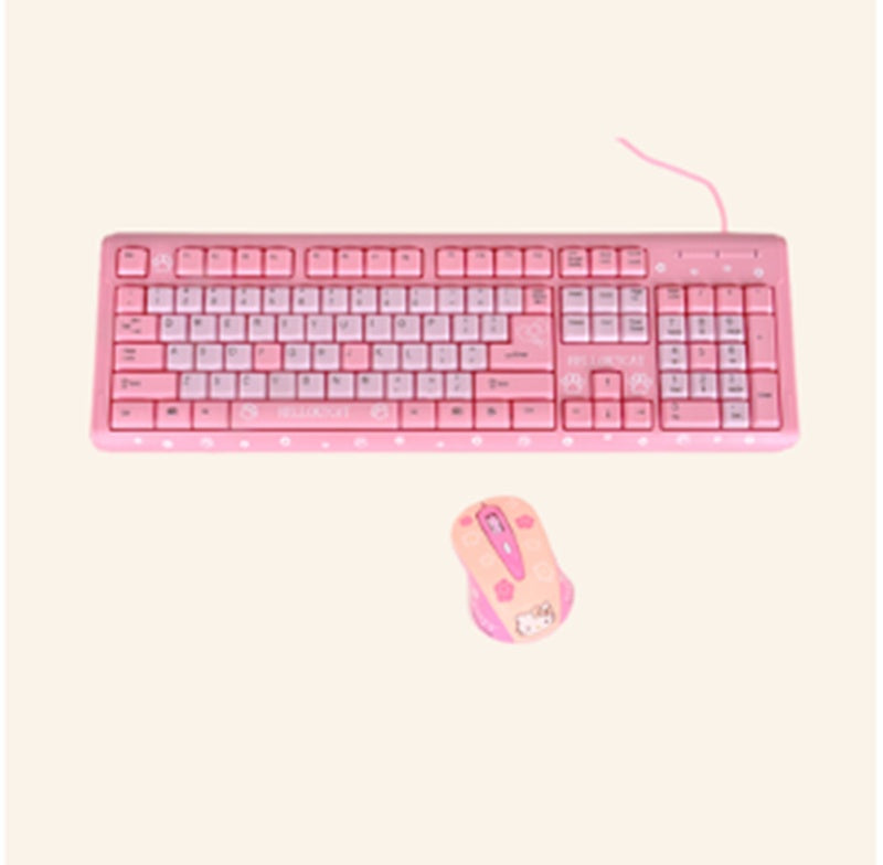 Cartoon Cute Pink Waterproof Wired Keyboard Home