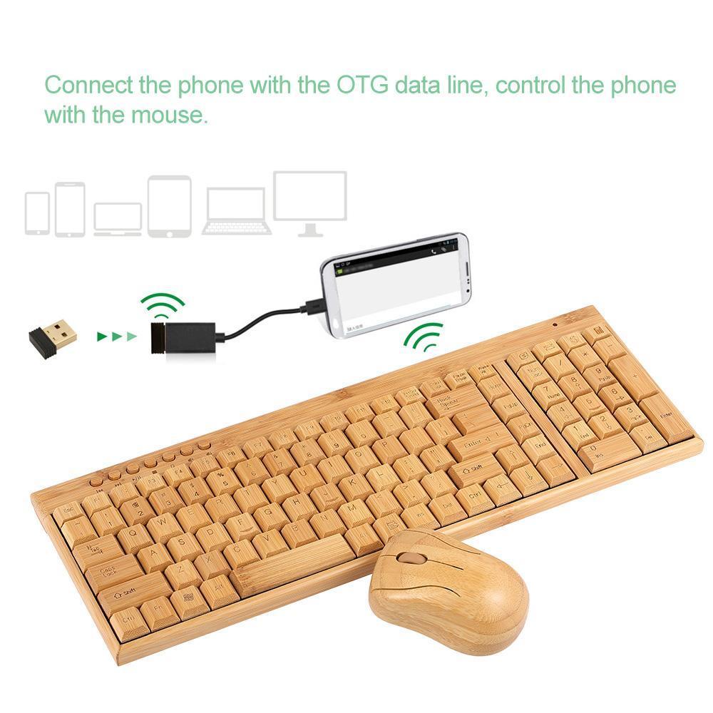 Exotic Bamboo Keyboard and Mouse Set