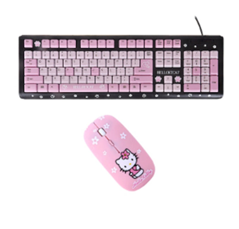 Cartoon Cute Pink Waterproof Wired Keyboard Home