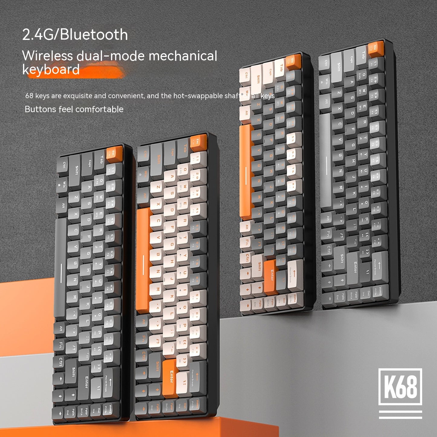 Wolf K68 Wireless Bluetooth 24 Dual-mode Mechanical Keyboard