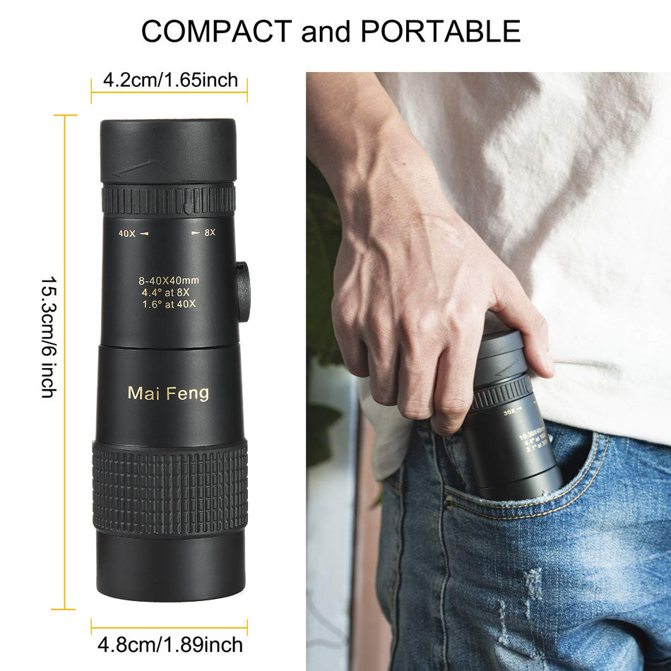 40x40 Monocular Telescope with Retractable Zoom