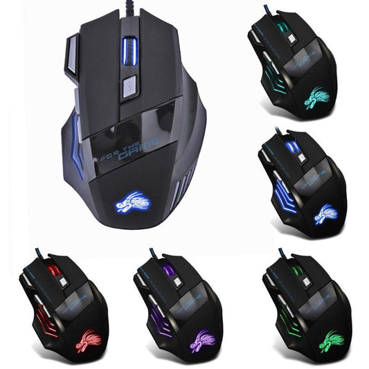 Wired Gaming Mouse 5500DPI 7-Color LED Backlight Optical Mouse Gamer USB 7 Buttons Callipson