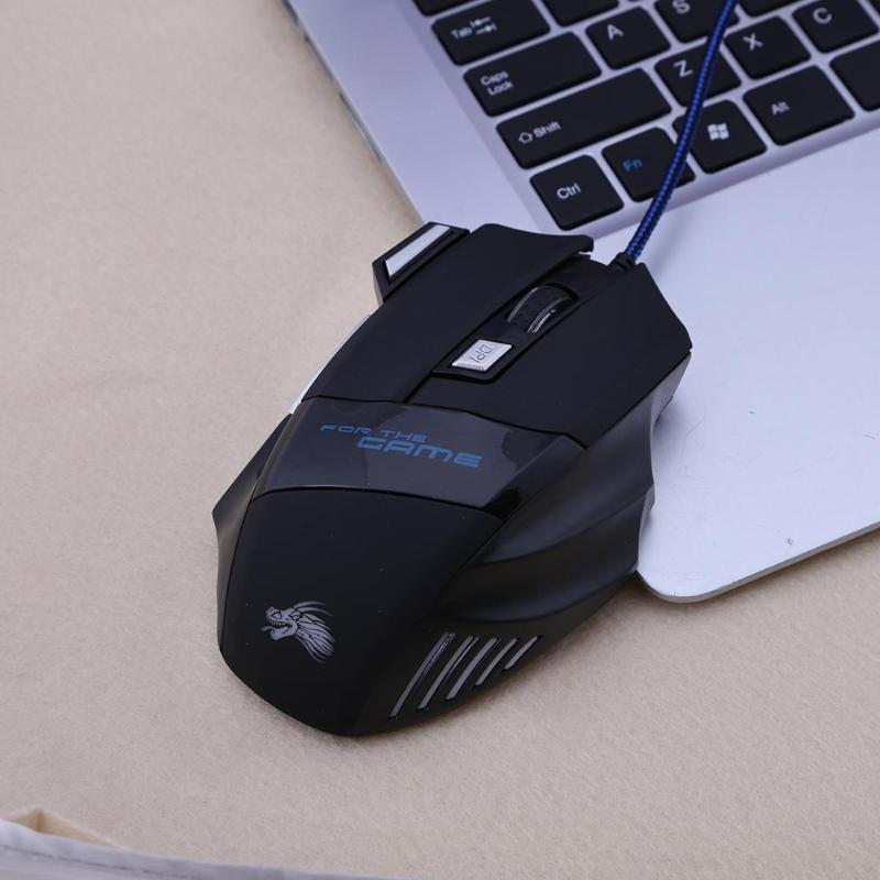 Wired Gaming Mouse 5500DPI 7-Color LED Backlight Optical Mouse Gamer USB 7 Buttons Callipson