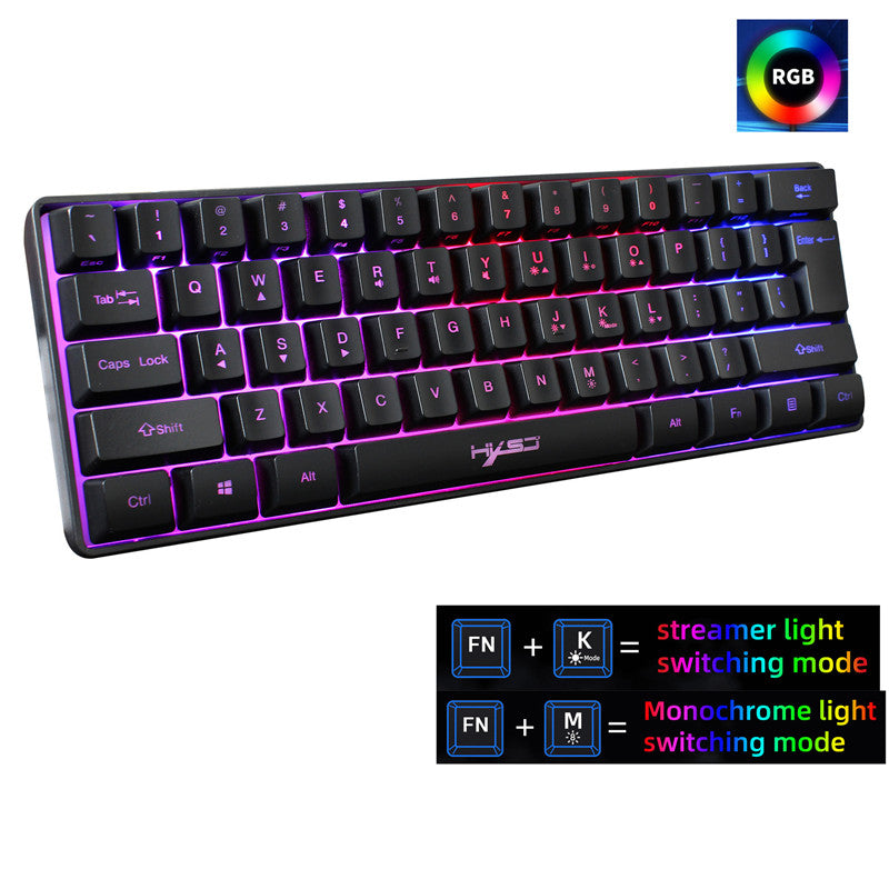 61-key Mechanical Gaming Membrane Keyboard RGB Light