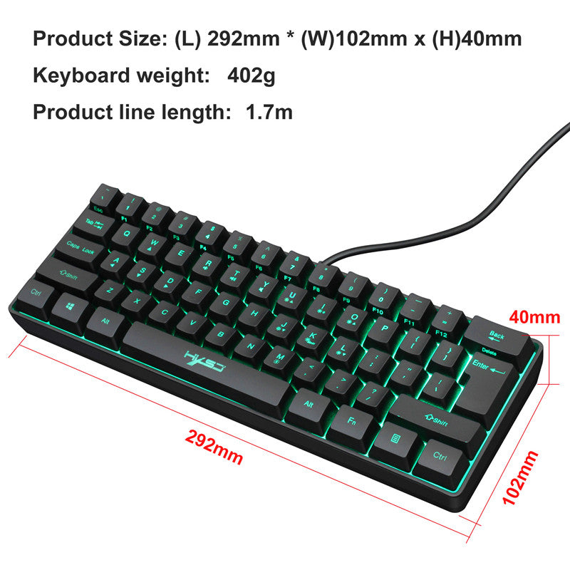 61-key Mechanical Gaming Membrane Keyboard RGB Light