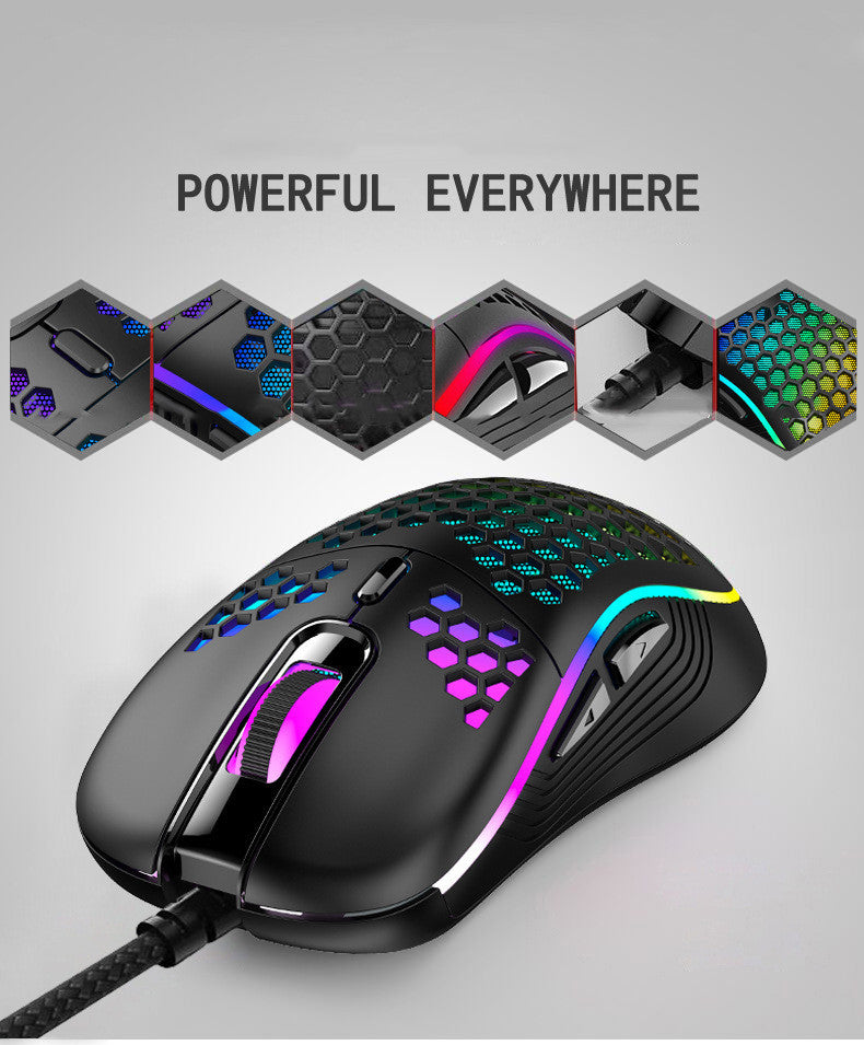 Hollow Hollow Lightweight Wired Gaming Mouse Wired USB Colorful Glow Callipson