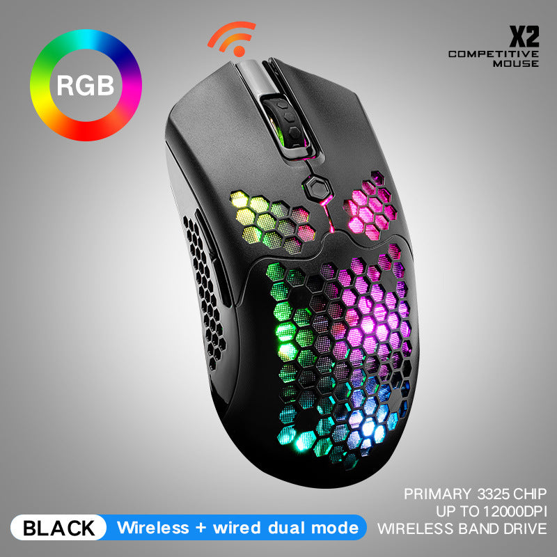 Free Wolf X2 wireless mouse RGB dual-mode game mouse Callipson