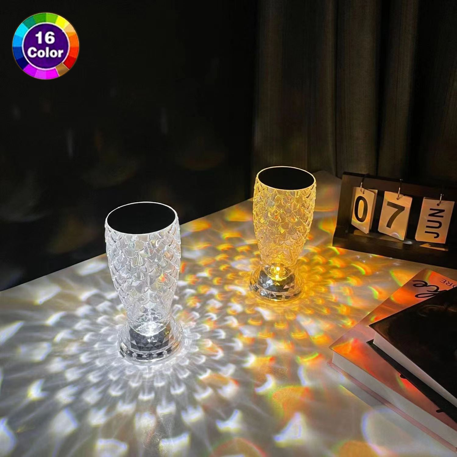 Fish Scale Lamp With USB Port LED Rechargeable Touch Night Light Callipson