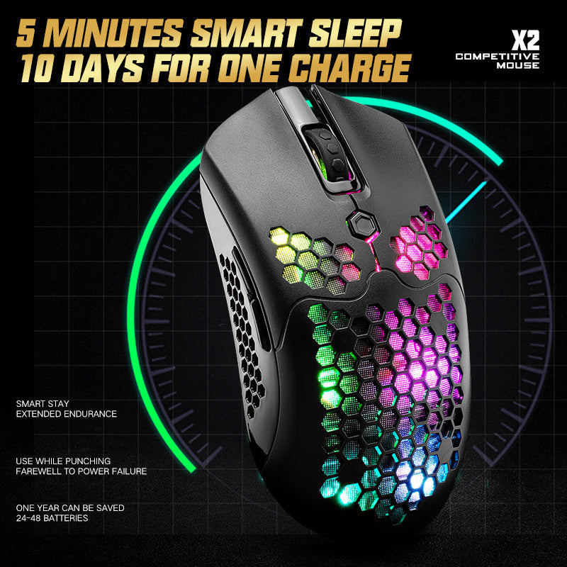 Free Wolf X2 wireless mouse RGB dual-mode game mouse Callipson