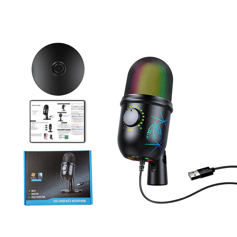 USB Condenser Microphone Noise Reduction Luminous RGB Callipson