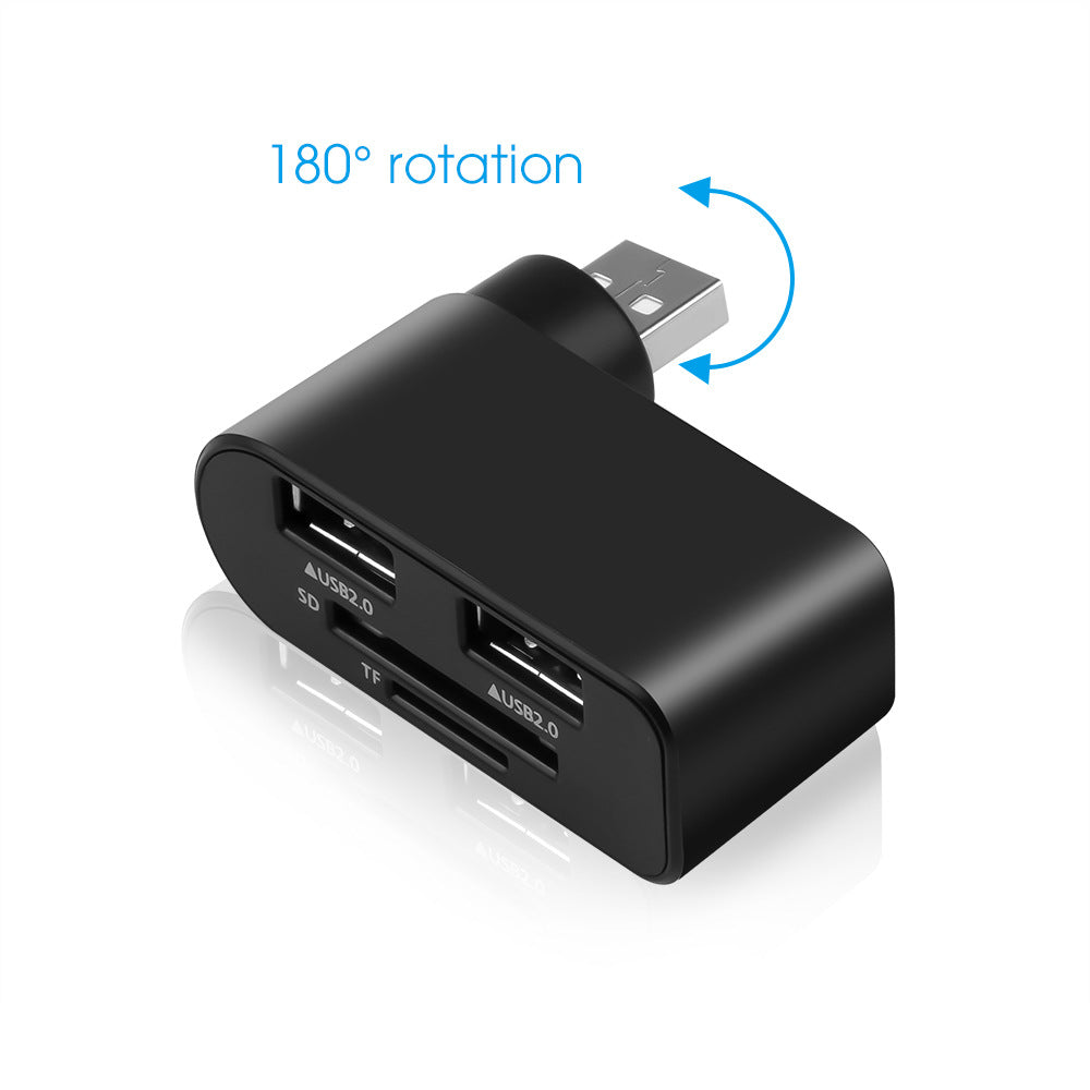 Rotating USB 2.0HUB hub  multi-function card reader splitter one drag three port docking station Callipson