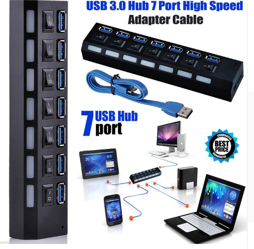 POWER 7PORT  ADAPTER USB3.0 EXTERNAL HUB HIGH SPEED Callipson