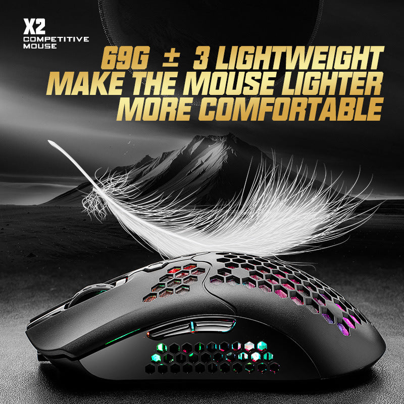 Free Wolf X2 wireless mouse RGB dual-mode game mouse Callipson