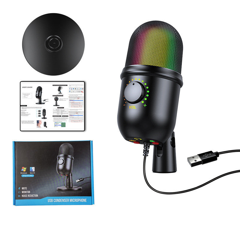 USB Condenser Microphone Noise Reduction Luminous RGB Callipson