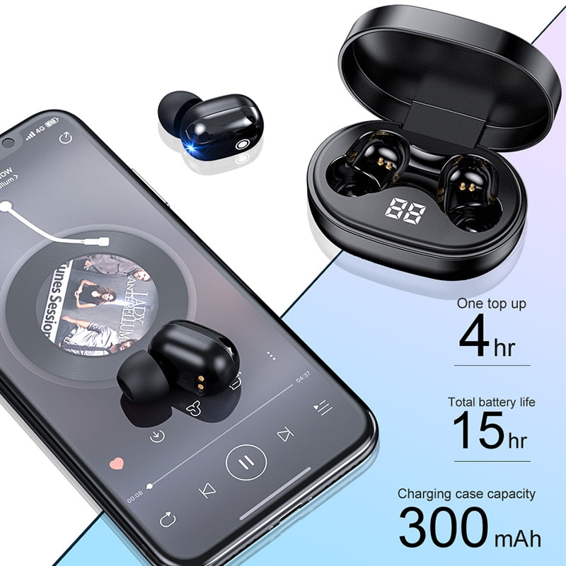 PJD A6S Plus TWS Wireless Bluetooth Headsets Earphones Stereo Headphones Sport Noise Cancelling Mini Earbuds for All Smart Phone Callipson