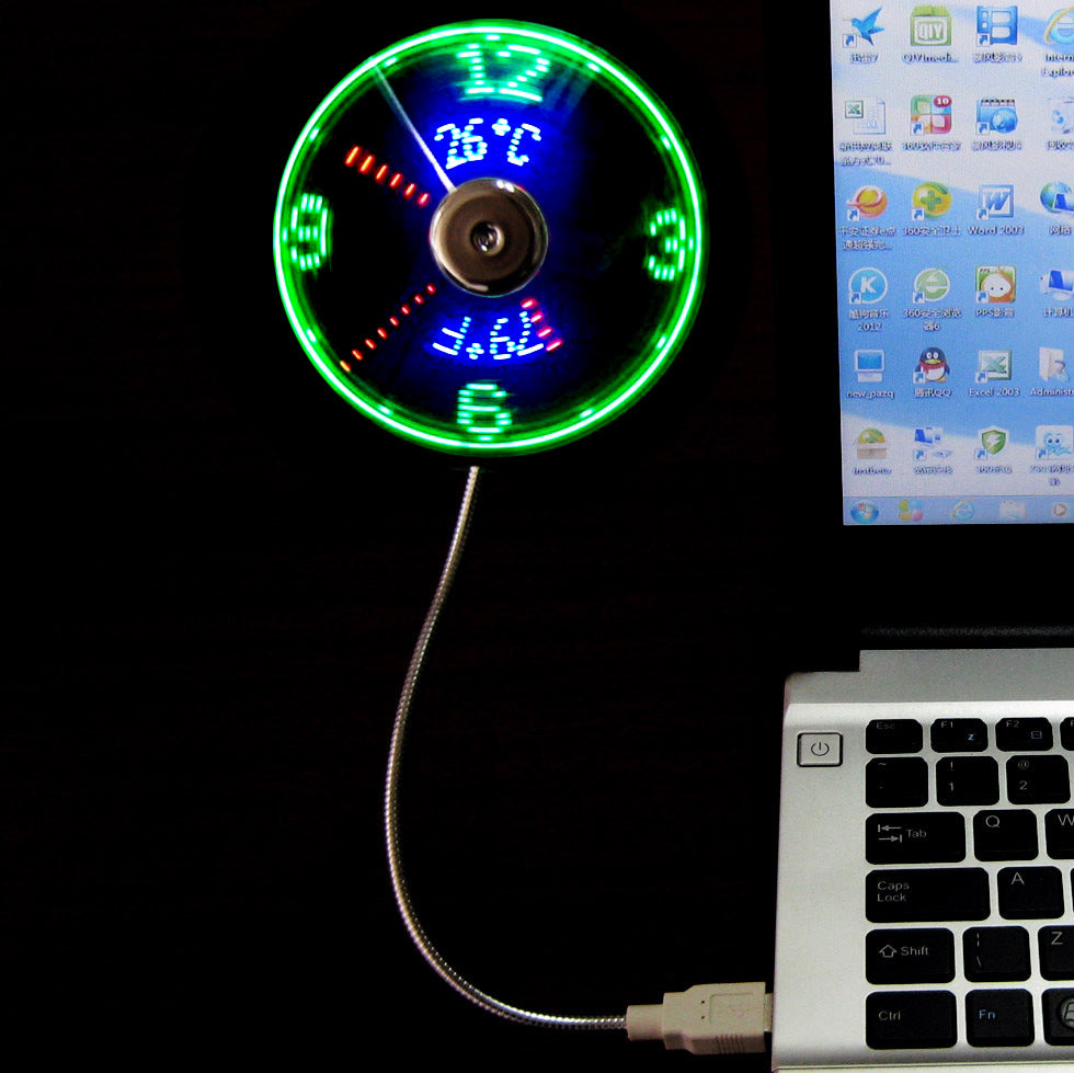 Peculiar led smart clock fan with temperature display real time usb flash word luminous fan Callipson