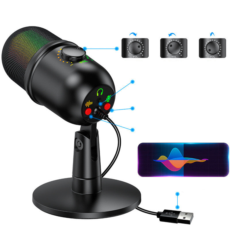 USB Condenser Microphone Noise Reduction Luminous RGB Callipson