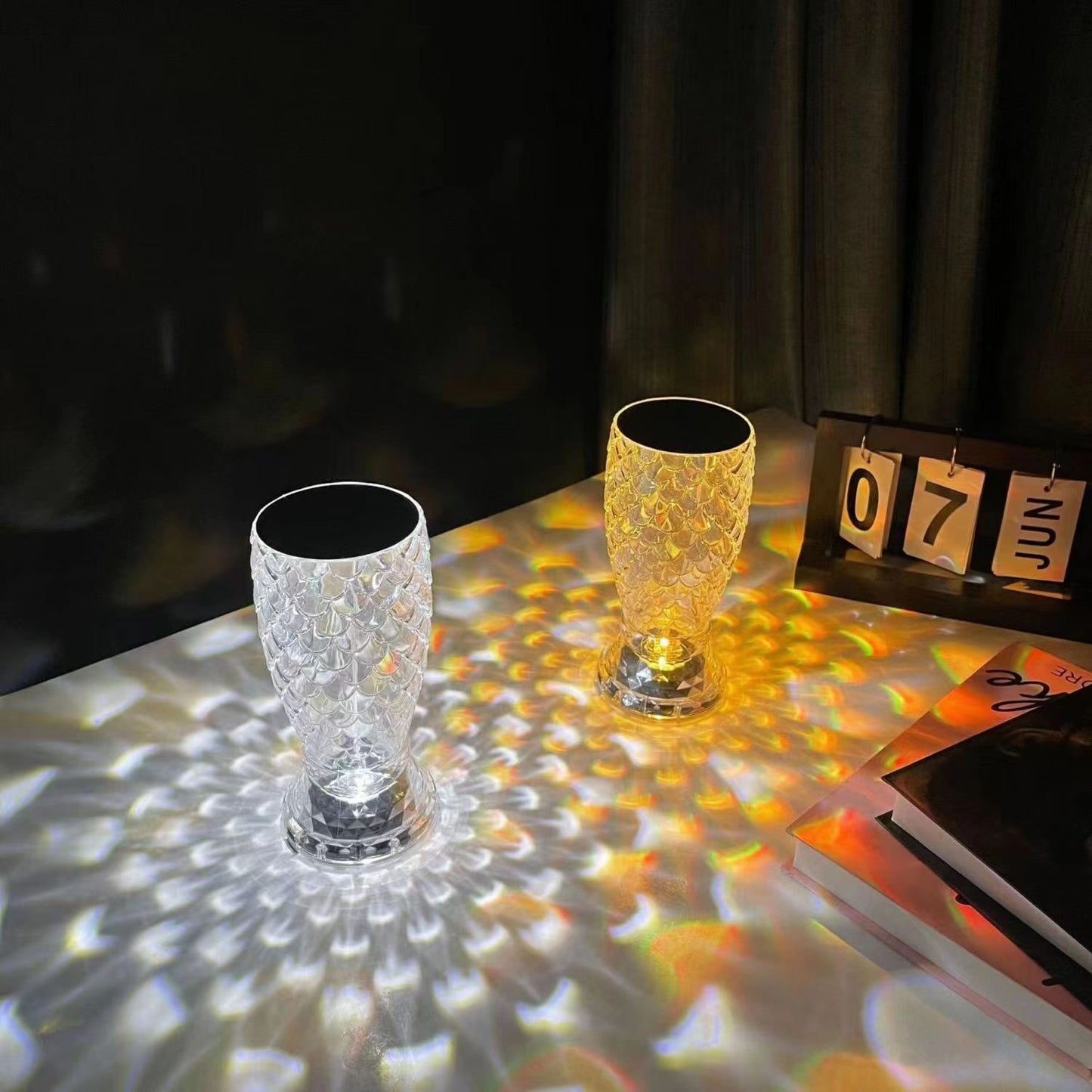 Fish Scale Lamp With USB Port LED Rechargeable Touch Night Light Callipson